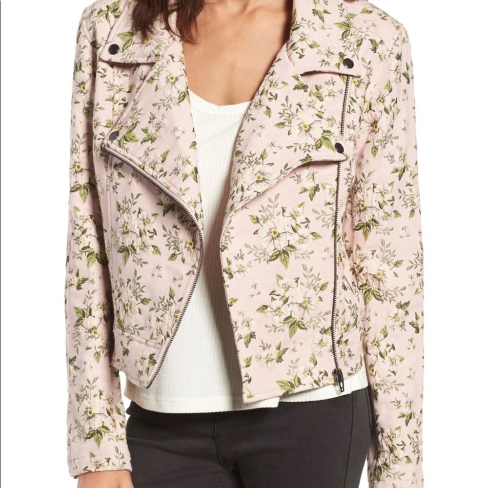 BlankNYC Floral Jacquard Moto Jacket